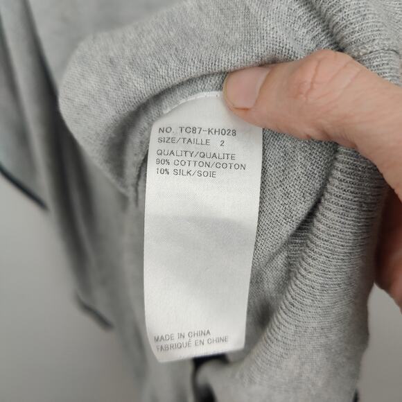 Tsumori Chisato Sweater Womens Medium Gray Ruffled Short Sleeve Cotton Silk FLAW - Picture 9 of 11